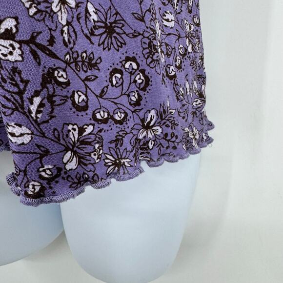 VTG Old Navy Y2K Floral V Neck Top L Purple Scallop Hem Flutter Fairy Whimsical - Picture 4 of 7